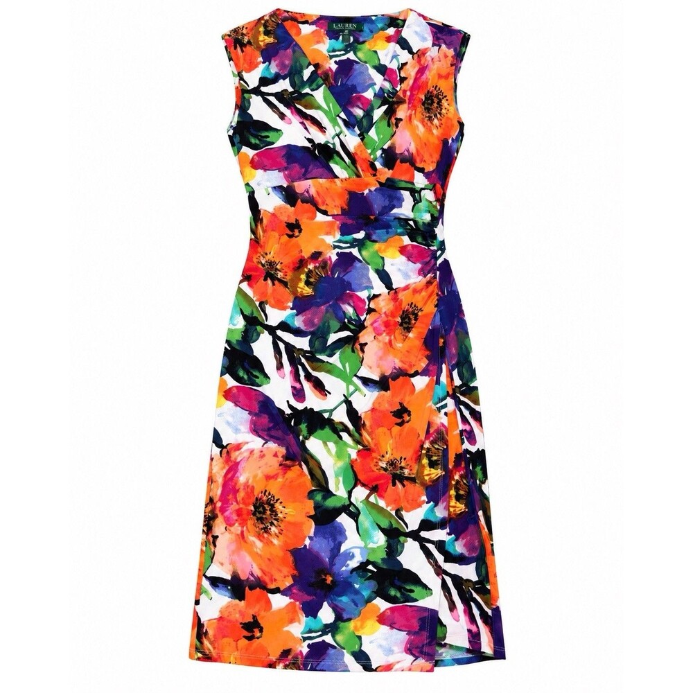 Lauren Ralph Lauren Floral Faux Wrap Sheath Dress Size 4 Wedding Guest